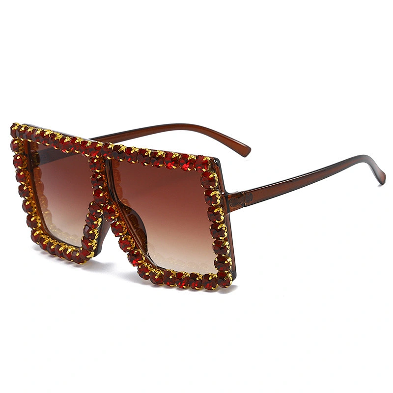2021 Newest fashion trendy oversize square rhinestone sunglasses women men eyewear shade sun glasses wholesale custom goggles
