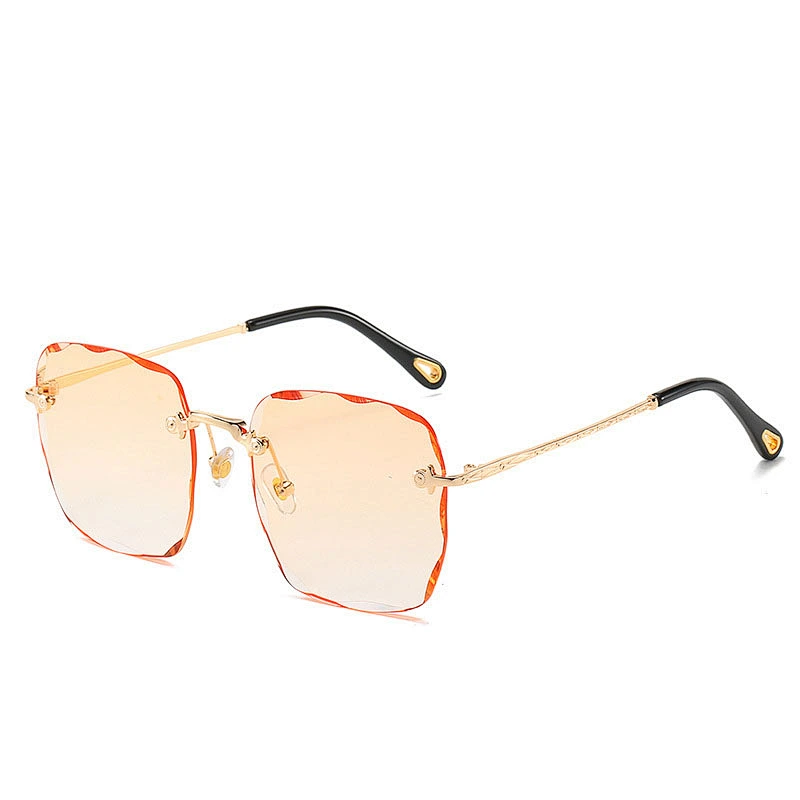 European and American fashion wholesale custom women rimless big sunglasses personality newest shades vintage sun glasses