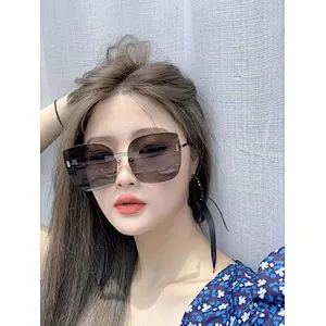 fashion rimless retro round sunglasses women men newest shades cat eye sun glasses  wholesale custom eyewear 2021 trendy goggle