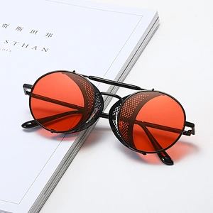 2021 fashion retro punk round personality metal oval sunglasses women men eyewear shade sun glasses wholesale custom goggles