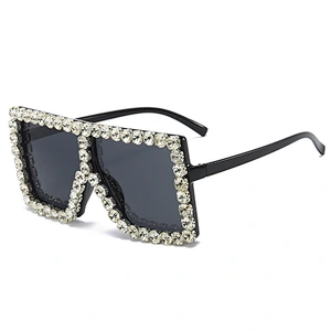 2021 Newest fashion trendy oversize square rhinestone sunglasses women men eyewear shade sun glasses wholesale custom goggles