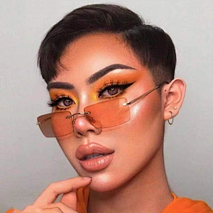 2021 newest fashion square small frame rimless sunglasses women men eyewear shade vintage sun glasses wholesale custom goggles