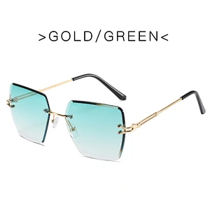 2021 newest fashion rimless polygonal gradient sunglasses women men eyewear shade vintage sun glasses wholesale custom goggles