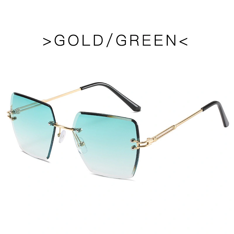 2021 newest fashion rimless polygonal gradient sunglasses women men eyewear shade vintage sun glasses wholesale custom goggles