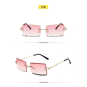 fashionable rimless sunglasses women men newest shades vintage square sun glasses wholesale custom  eyewear 2021 goggles