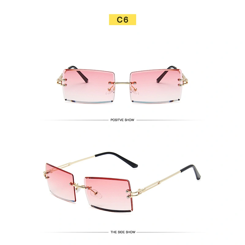 fashionable rimless sunglasses women men newest shades vintage square sun glasses wholesale custom  eyewear 2021 goggles
