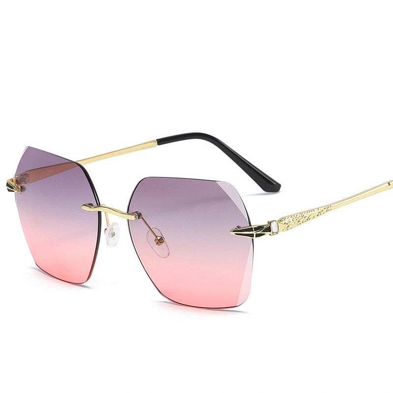Rimless trimming personality ladies polygon gradient sunglasses women men eyewear shade sun glasses wholesale custom goggles