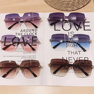 rimless half transparent sunglasses women men newest shades sun glasses oversized wholesale custom eyewear 2021 trendy goggle