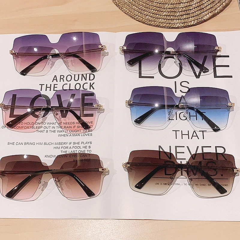 rimless half transparent sunglasses women men newest shades sun glasses oversized wholesale custom eyewear 2021 trendy goggle