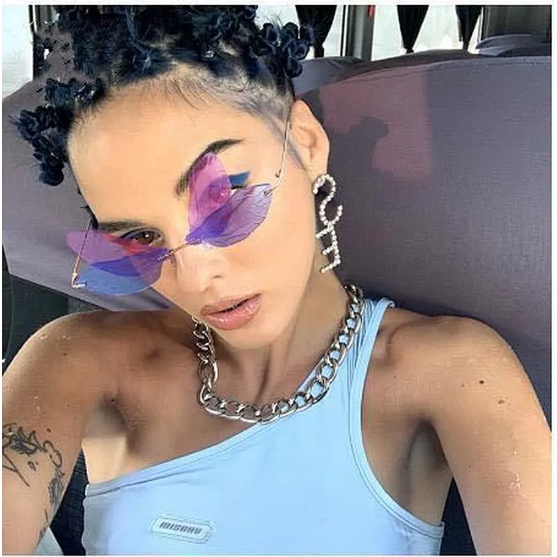 fashion rimless sunglasses women men newest shades foldable sun glasses wholesale custom eyewear 2021 trendy goggles