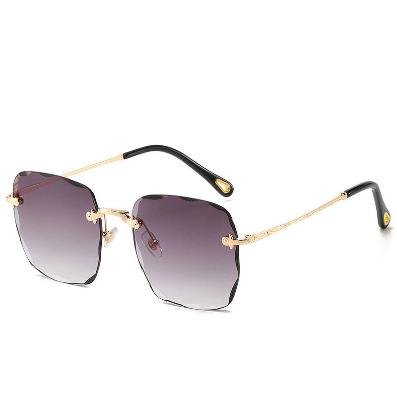 European and American fashion wholesale custom women rimless big sunglasses personality newest shades vintage sun glasses