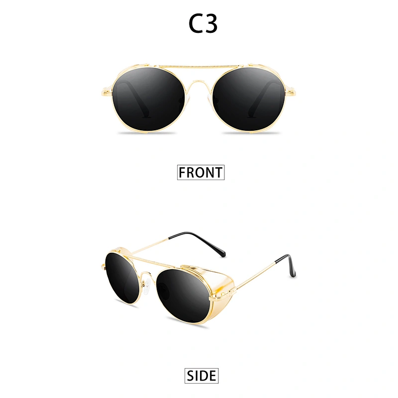 retro metal steampunk sunglasses women men newest shades fashion round sun glasses wholesale custom eyewear 2021 trendy goggles