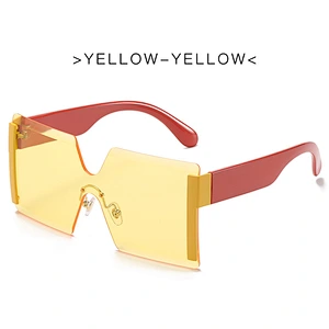 2021 newest fashion trendy rimless one-piece oversize sunglasses women men eyewear shade sun glasses wholesale custom goggles