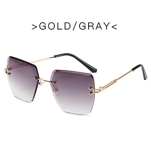 2021 newest fashion rimless polygonal gradient sunglasses women men eyewear shade vintage sun glasses wholesale custom goggles
