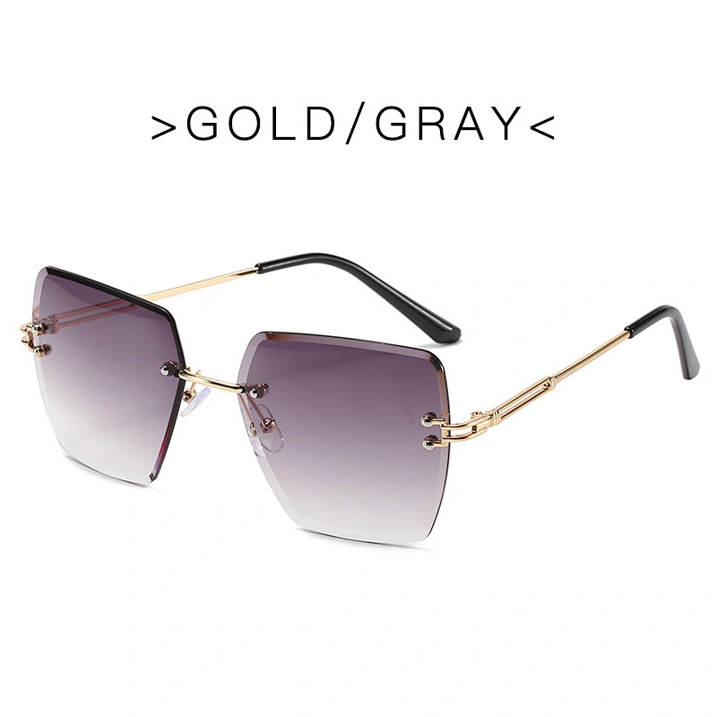 2021 newest fashion rimless polygonal gradient sunglasses women men eyewear shade vintage sun glasses wholesale custom goggles