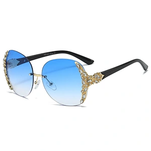fashion rimless diamond luxury sunglasses women men newest shades retro sun glasses  wholesale custom eyewear 2021 trendy goggle