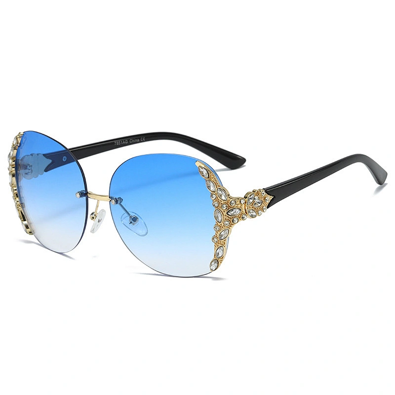 fashion rimless diamond luxury sunglasses women men newest shades retro sun glasses  wholesale custom eyewear 2021 trendy goggle