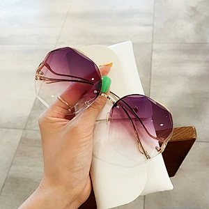 rimless retro irregular sunglasses women men newest shades vintage sun glasses wholesale custom eyewear 2021 trendy goggle