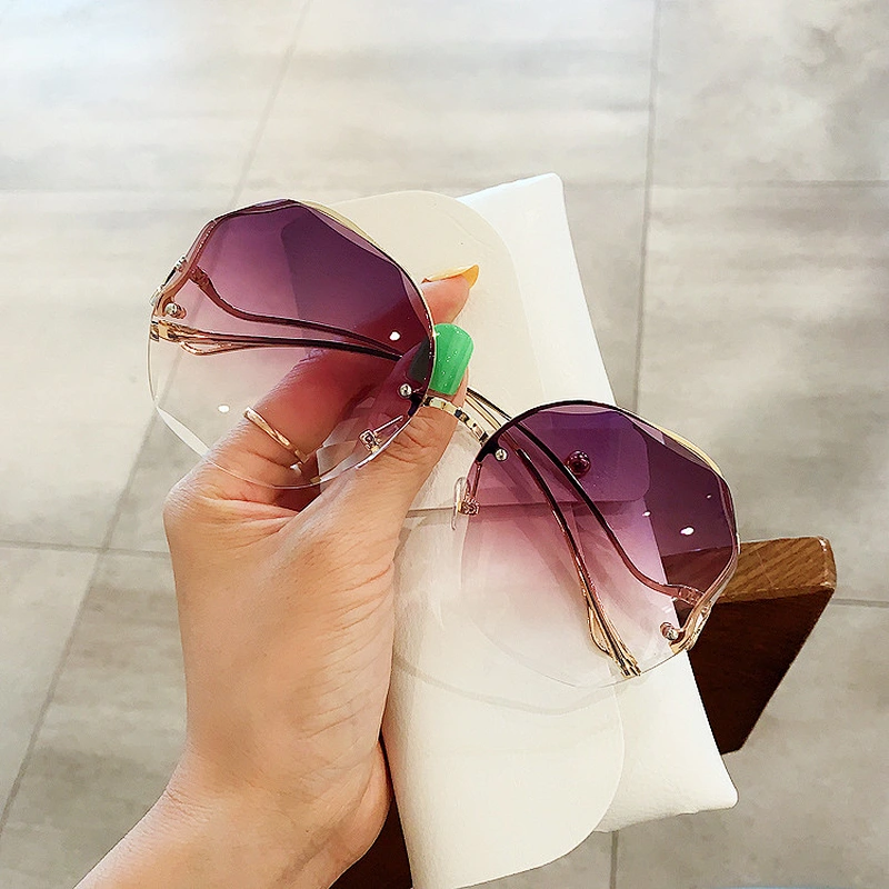 rimless retro irregular sunglasses women men newest shades vintage sun glasses wholesale custom eyewear 2021 trendy goggle