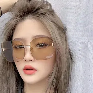 fashion rimless retro round sunglasses women men newest shades cat eye sun glasses  wholesale custom eyewear 2021 trendy goggle