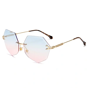 fashionable 2021 luxury metal rimless sunglasses newest women men shades UV sun glasses wholesale custom eyewear trendy goggle