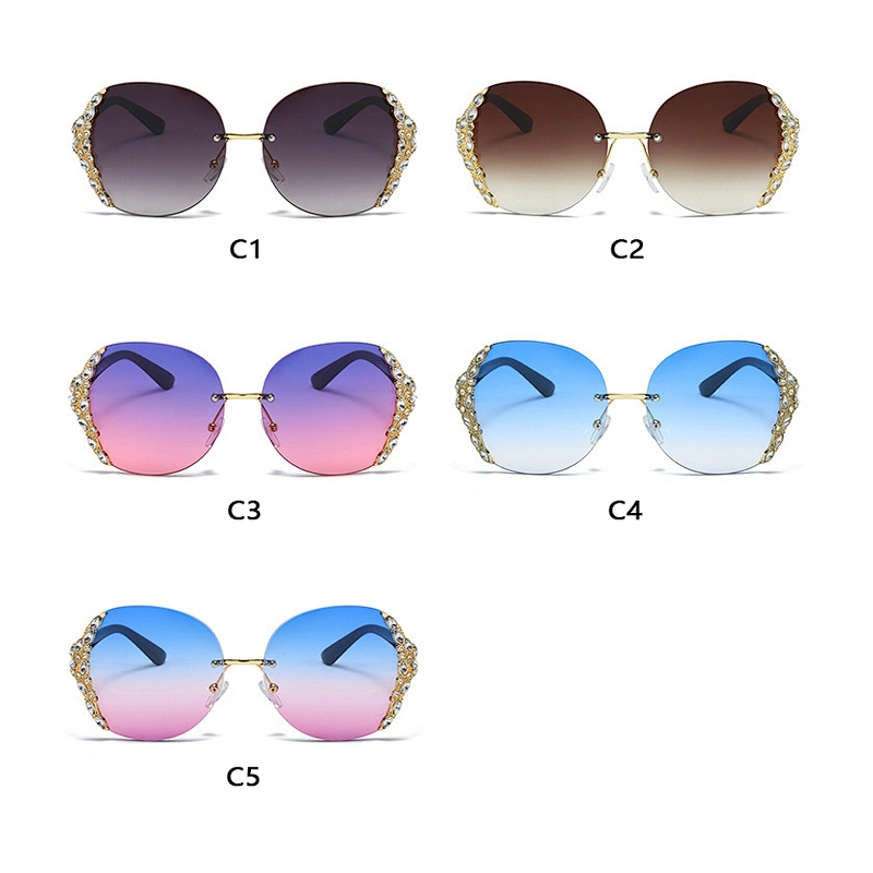 fashion rimless diamond luxury sunglasses women men newest shades retro sun glasses  wholesale custom eyewear 2021 trendy goggle