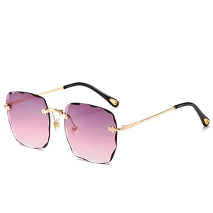 European and American fashion wholesale custom women rimless big sunglasses personality newest shades vintage sun glasses