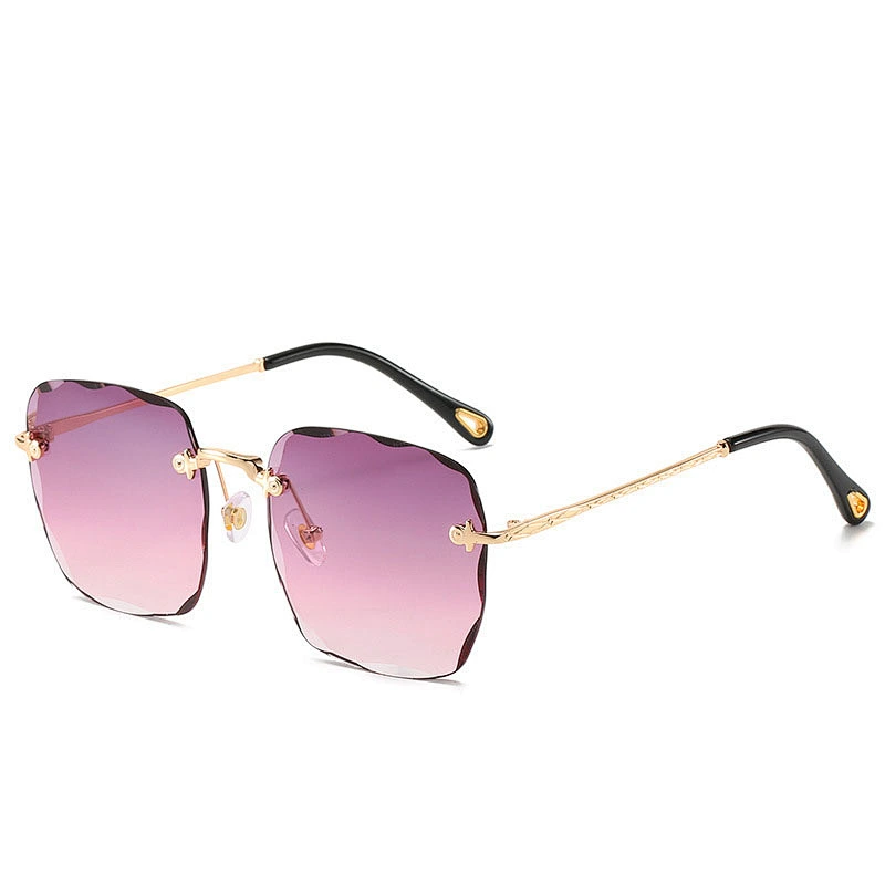 European and American fashion wholesale custom women rimless big sunglasses personality newest shades vintage sun glasses