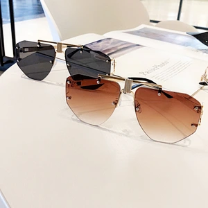 fashionable rimless retro sunglasses women men newest shades round sun glasses wholesale custom eyewear 2021 trendy goggle