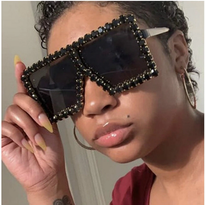 diamond oversized sunglasses women men newest shades retro fashion sun glasses wholesale custom eyewear 2021 trendy goggles