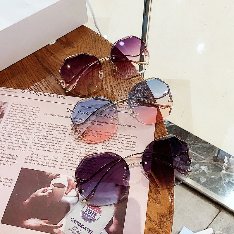 rimless retro irregular sunglasses women men newest shades vintage sun glasses wholesale custom eyewear 2021 trendy goggle