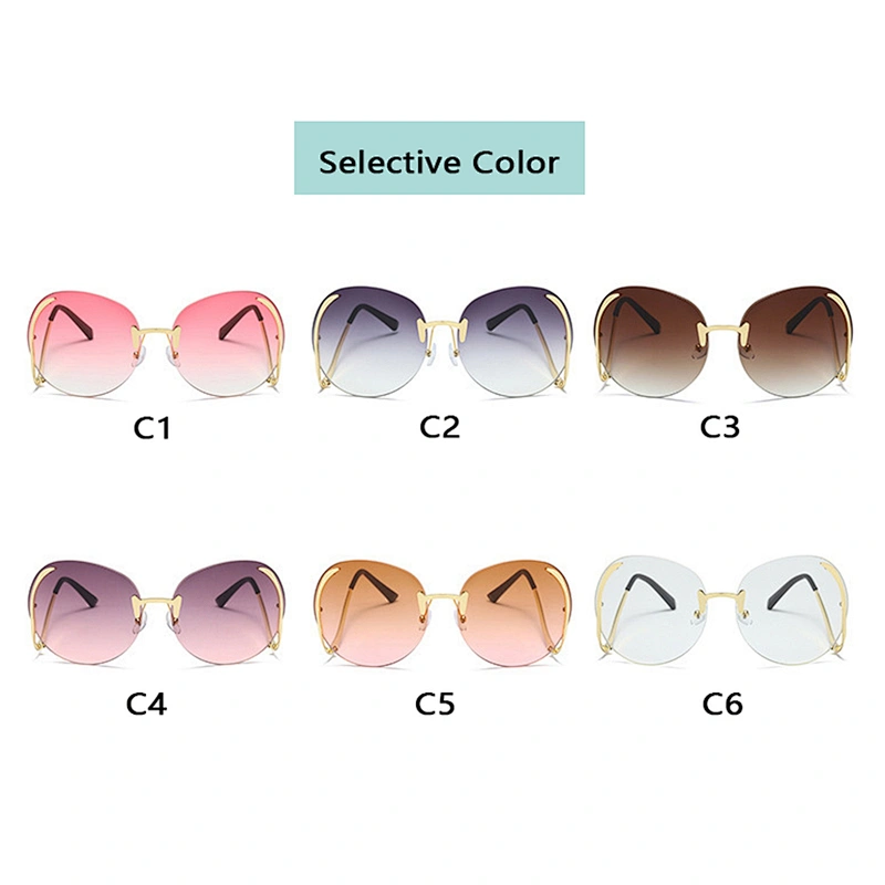 2021 Newest fashion personality rimless metal trendy sunglasses women men eyewear shade sun glasses wholesale custom goggles