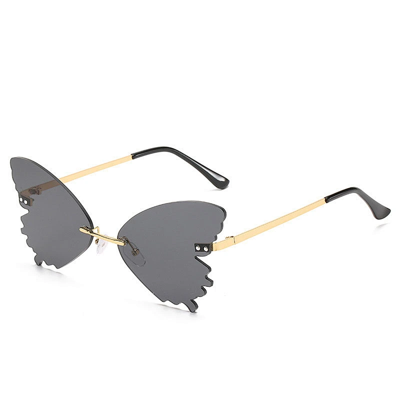 2021 newest fashion butterfly shape rimless colorful sunglasses women men eyewear shade sun glasses wholesale custom goggles