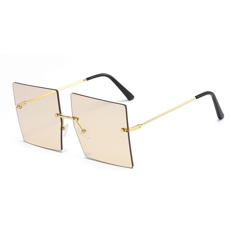2021 Newest fashion simple square rimless elegant sunglasses women men eyewear shade sun glasses wholesale custom goggles