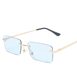 2021 newest fashion rimless square spring arm sunglasses women men eyewear shade vintage sun glasses wholesale custom goggle