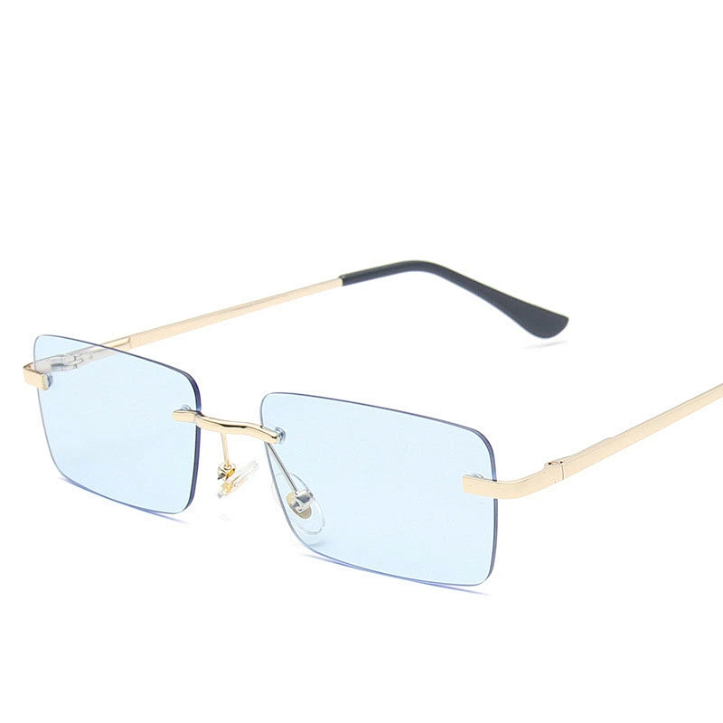 2021 newest fashion rimless square spring arm sunglasses women men eyewear shade vintage sun glasses wholesale custom goggle
