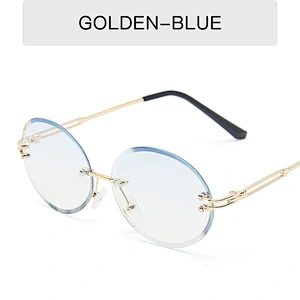 2021 newest fashion rimless oval gradient sunglasses women men eyewear shade trendy sun glasses wholesale custom goggles