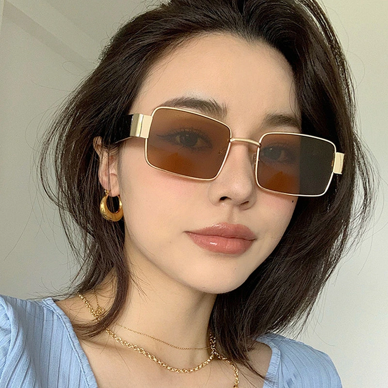 Newest fashion square metal celebrity hip hop trendy sunglasses women men eyewear shade sun glasses wholesale custom goggles