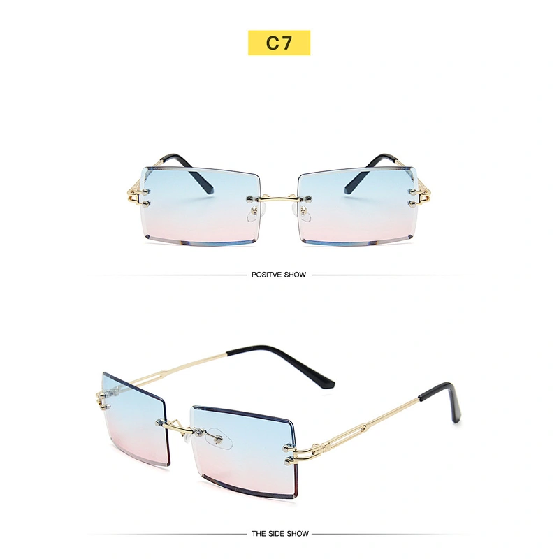 fashionable rimless sunglasses women men newest shades vintage square sun glasses wholesale custom  eyewear 2021 goggles