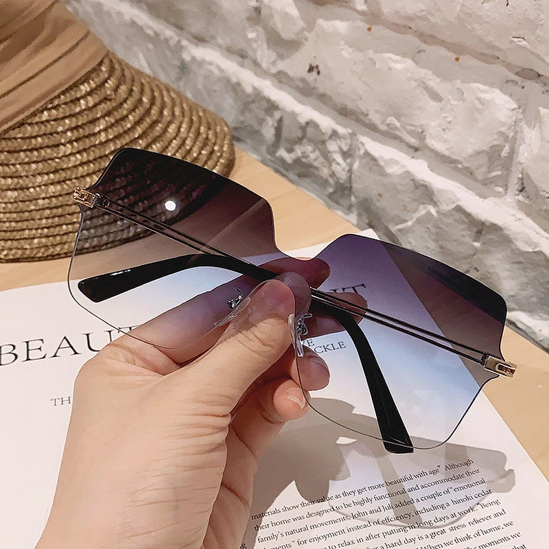 rimless half transparent sunglasses women men newest shades sun glasses oversized wholesale custom eyewear 2021 trendy goggle