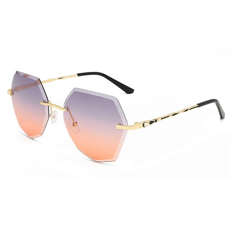 Newest ladies rimless trimming anti UV rhinestone sunglasses women men eyewear shade sun glasses wholesale custom goggles