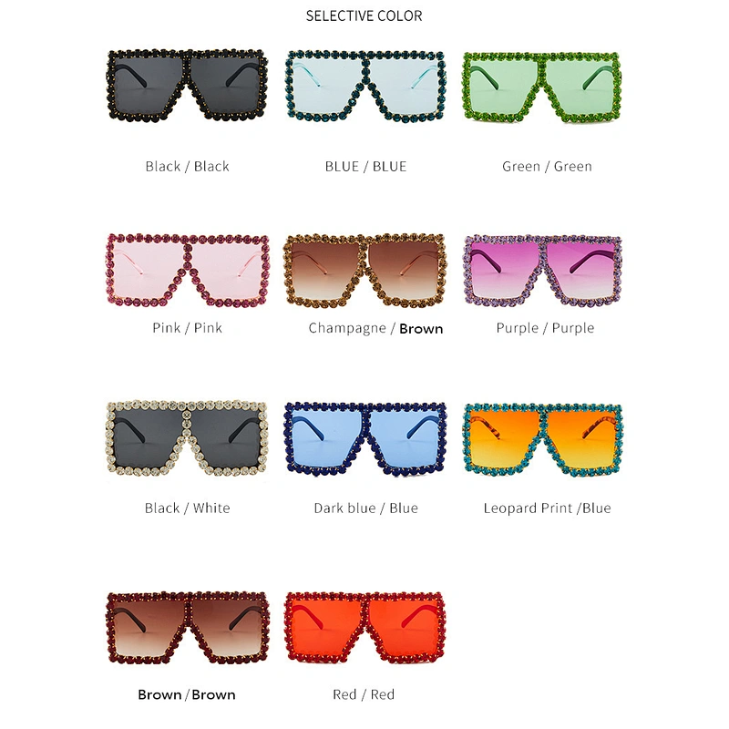 2021 Newest fashion oversize rhinestone personality sunglasses women men eyewear shade sun glasses wholesale custom goggles