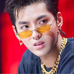 2021 newest fashion small frame rimless hip hop sunglasses women men eyewear shade vintage sun glasses wholesale custom goggles