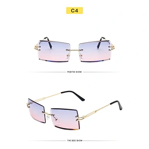 fashionable rimless sunglasses women men newest shades vintage square sun glasses wholesale custom  eyewear 2021 goggles
