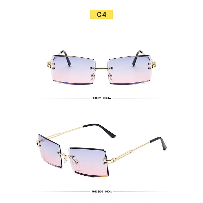 fashionable rimless sunglasses women men newest shades vintage square sun glasses wholesale custom  eyewear 2021 goggles