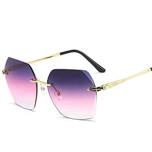 Rimless trimming personality ladies polygon gradient sunglasses women men eyewear shade sun glasses wholesale custom goggles