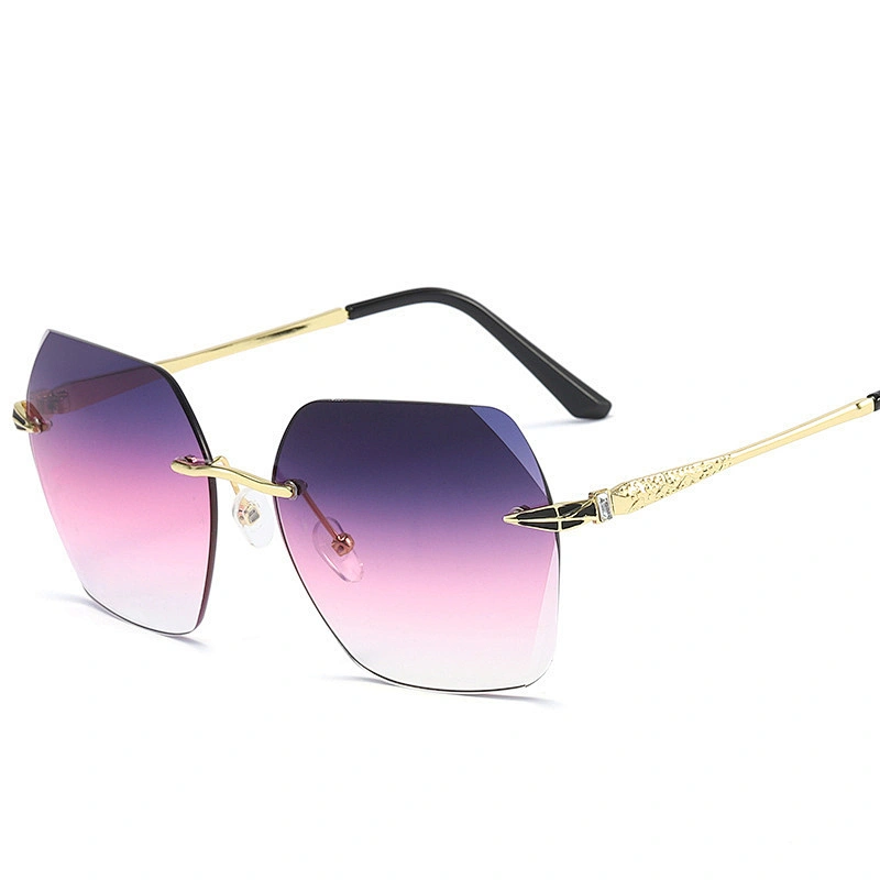 Rimless trimming personality ladies polygon gradient sunglasses women men eyewear shade sun glasses wholesale custom goggles
