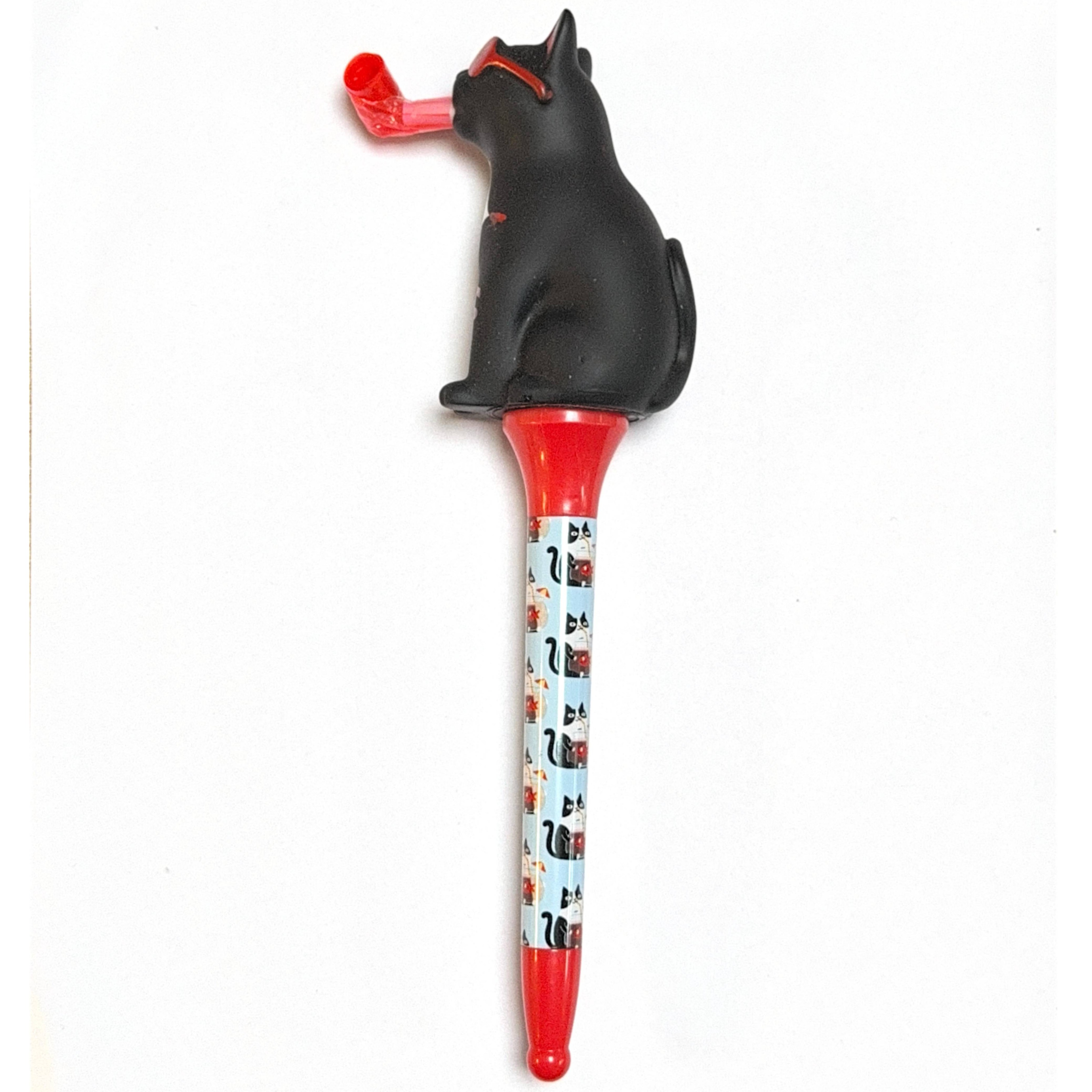 cat tongue popped out fancy pen