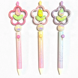 flower retractable gel ink pen
