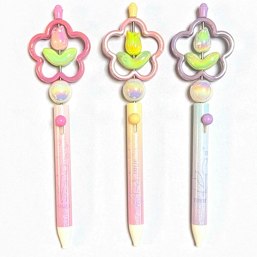 flower retractable gel ink pen